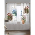 thumbnail image 5 of Sheer Curtains 63 Inch Length 2 Panels Set for Bedroom, Spring Floral Semi Sheer Curtains for Windows, Wooden Elegant Pastoral Flowers Voile Window Treatments Rod Pocket Curtain, 5 of 7