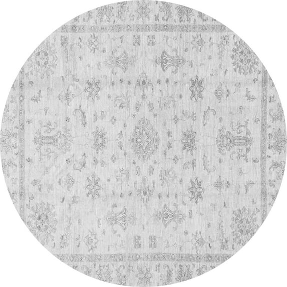 Ahgly Company Indoor Round Oriental Gray Traditional Area Rugs, 8' Round