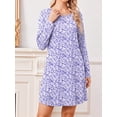 thumbnail image 4 of KISSGAL Bamboo Viscose Nightgowns for Women Long Sleeve Pajamas Dress Curved Hem Nightdrss Knee Length Sleepshirts, 4 of 8
