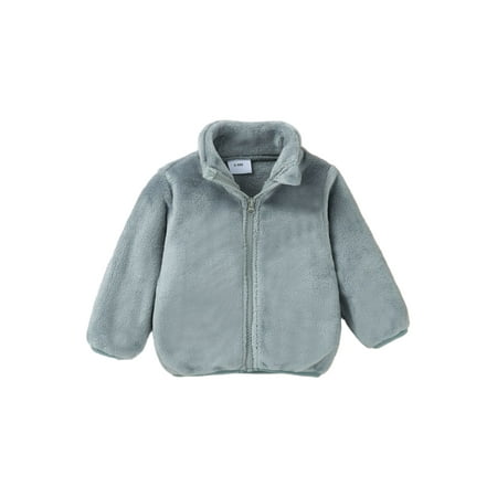 

Sunisery Baby Boy Girl Sherpa Fleece Full-Zip Jacket Winter Warm Long Sleeve Fuzzy Coat and Stand Collar Tank Tops