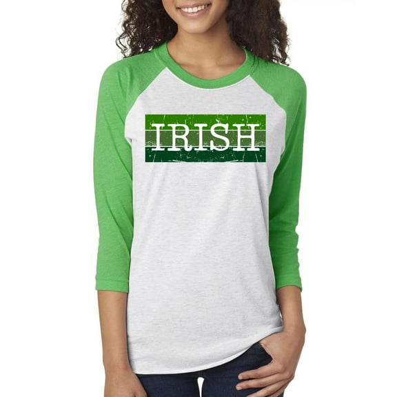 St Patricks Day Distressed Irish Typeset Unisex Raglan Baseball Tee