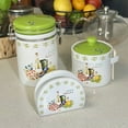 thumbnail image 2 of Ceramic Sugar Bowl / Honey Jar with Wooden Spoon, 420 ml, White/Green, 2 of 3
