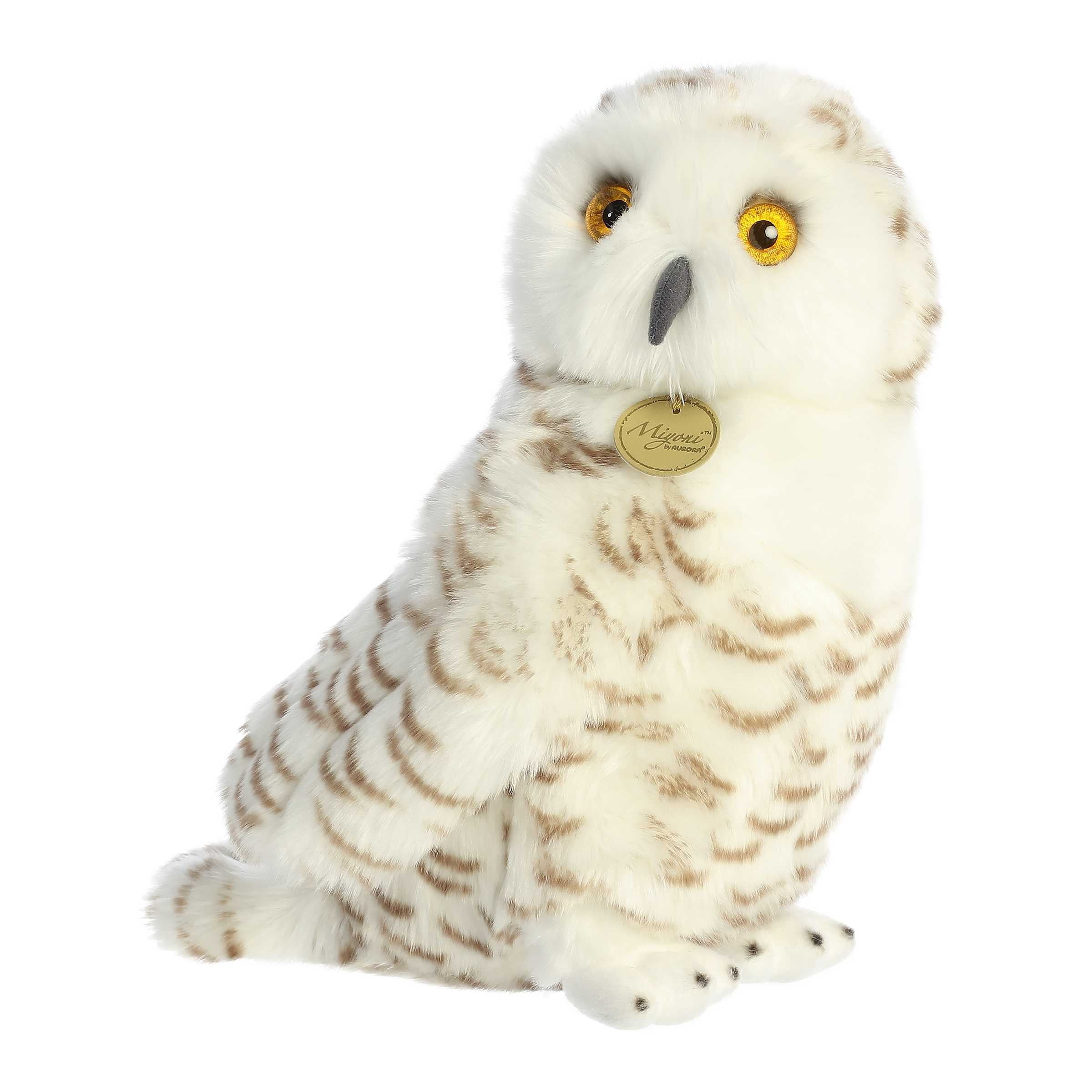 Aurora - Large White Miyoni - 12" Snowy Owl - Realistic Stuffed Animal