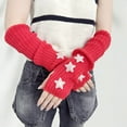 thumbnail image 2 of Eosunjian Autumn Winter Arm Accessories Knitted Arm Warmers for Girls Fingerless Long Wrist Gloves with Thumb Hole Stylish Star Design Soft Material for Street, 2 of 8