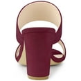 thumbnail image 2 of BLISSFUL STEP Women's Open Toe Chunky High Heel Slide Sandals Burgundy 8, 2 of 6