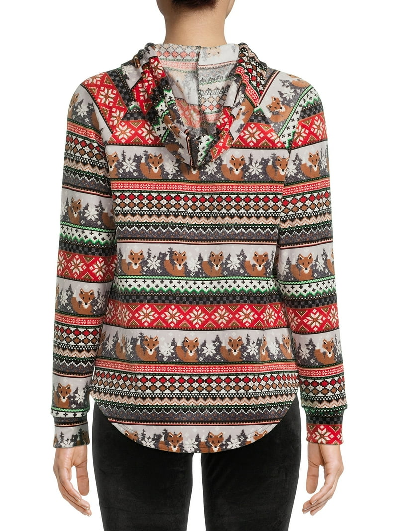 No Boundaries Juniors Plush Holiday Pullover Hoodie Cozy Xmas