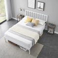 thumbnail image 2 of Full Size Metal Platform Bed Frame with Wave Wooden Headboard, Heavy Duty Metal Slats Support, Platform Mattress Base No Box Spring Needed, No Noise, Easy Assembly, White, 2 of 5
