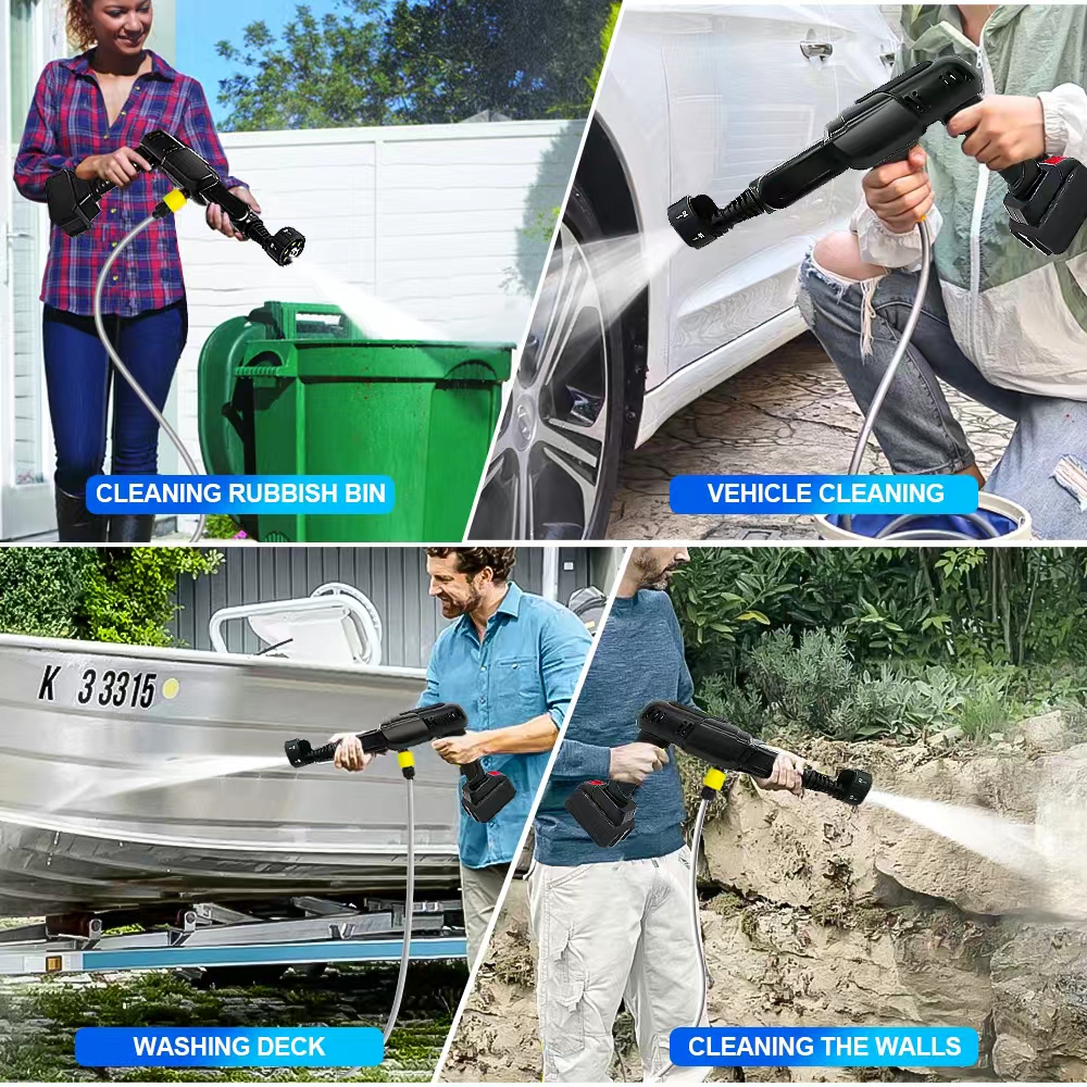 Cordless Pressure Washer, 990PSI portable pressure washer, High Power Handheld Washer with 6-in-1 Adjustable Nozzle, 18.5V 3000 mAh Battery for Car Floor Wall Fence Cleaning Garden