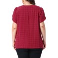 thumbnail image 3 of Agnes Orinda Women's Plus Size Easter Tops Swiss Dot Crew Neck Short Tulip Sleeve Shirts Front Pleated Summer Blouse 2X Wine Red, 3 of 6