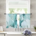 thumbnail image 3 of Turquoise Marble Semi Sheer Curtains 45 Inch Length 2 Panels Set, Nature Marble Crack Country Retro Sheer Kitchen Curtain Privacy Voile Window Curtain for Living Room Bedroom Rod Pocket Drapes, 3 of 7