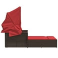 thumbnail image 3 of vidaXL Double Sun Lounger with Canopy and Cushions Brown Poly Rattan, 3 of 5