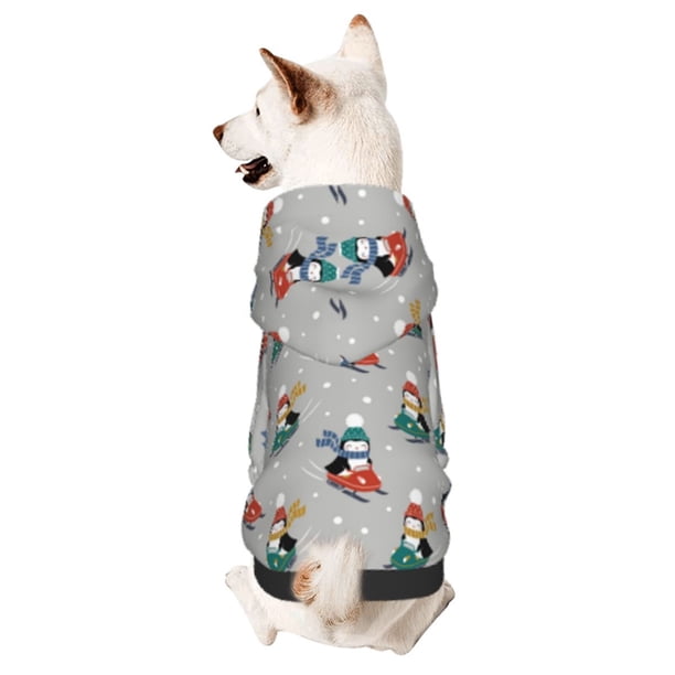 Balery Skiing penguin Sudadera con Capucha para Perros Pequeños – Ropa para Mascotas, Disfraz para Perros y Gatos, Ideal para Fiestas y Cosplay-X-Large