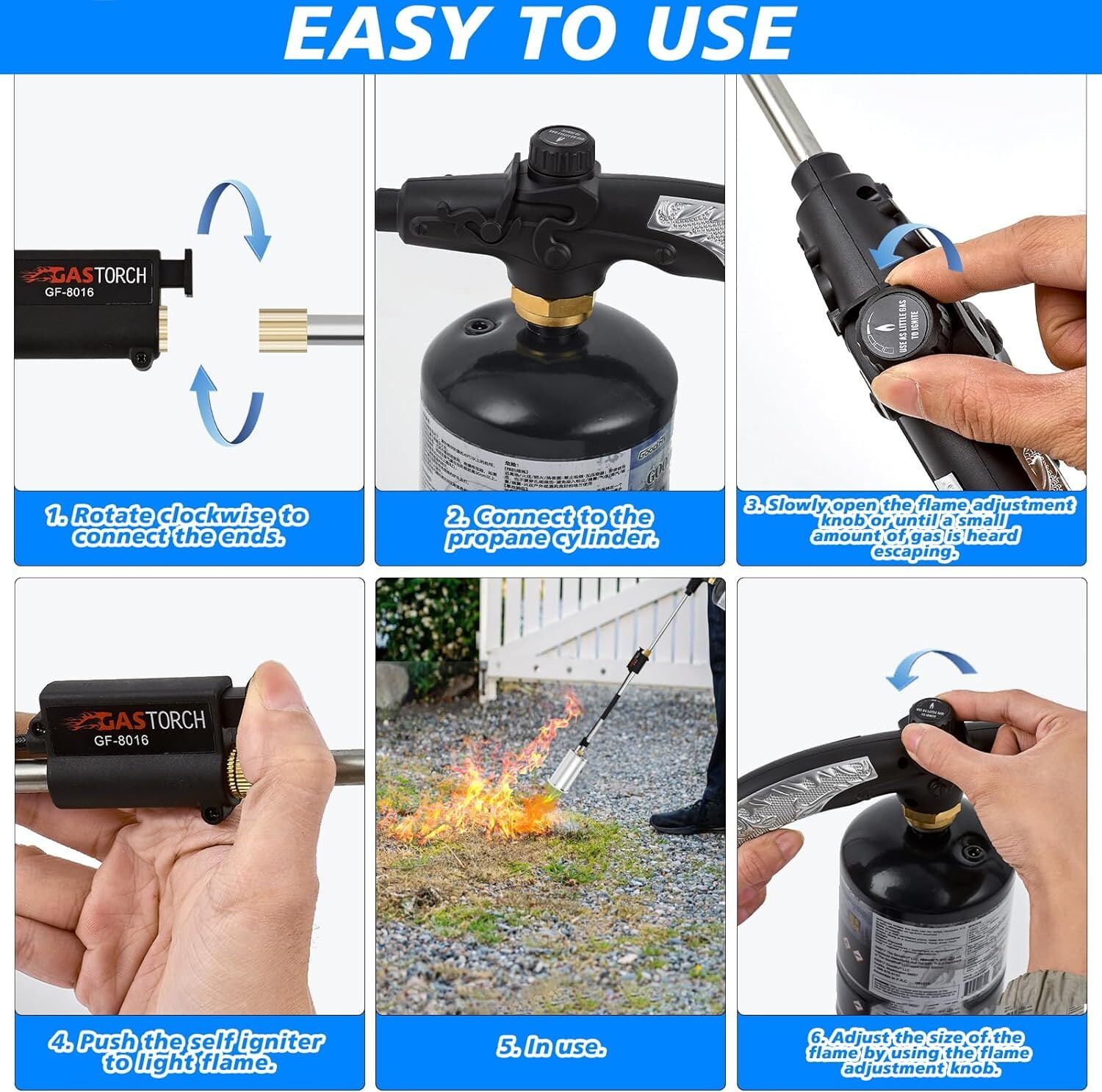 1,800,000 BTU Propane Weed Torch With 10FT Hose - Heavy Duty Flamethrower For Garden & Ice Melting