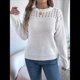 thumbnail image 5 of Suéter de Crochet Calado para Mujer, Jersey de Punto de Larga con Cuello Redondo, Camisa Informal de Otoño e Invierno. L, 5 of 9