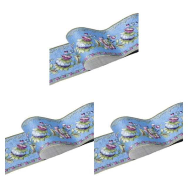 relayinert Wood Marbling SelfAdhesive Skirting Line Exquisite And Easy Maintenance And Environmentally Friendly PVC Durable Blue lantern flower 3Set