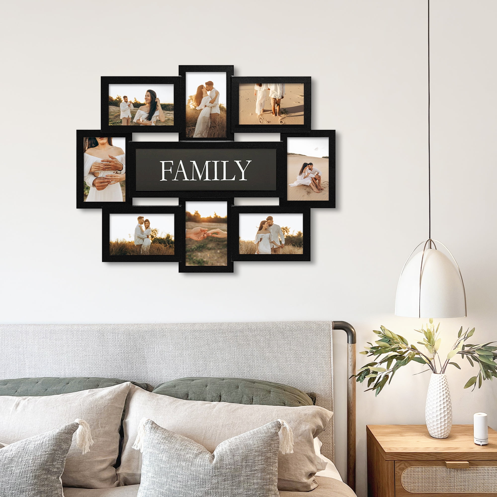 8 Opening Family Picture Frame Gallery Collage Wall Hanging Photo Frame for 6" x 4" Photo Black