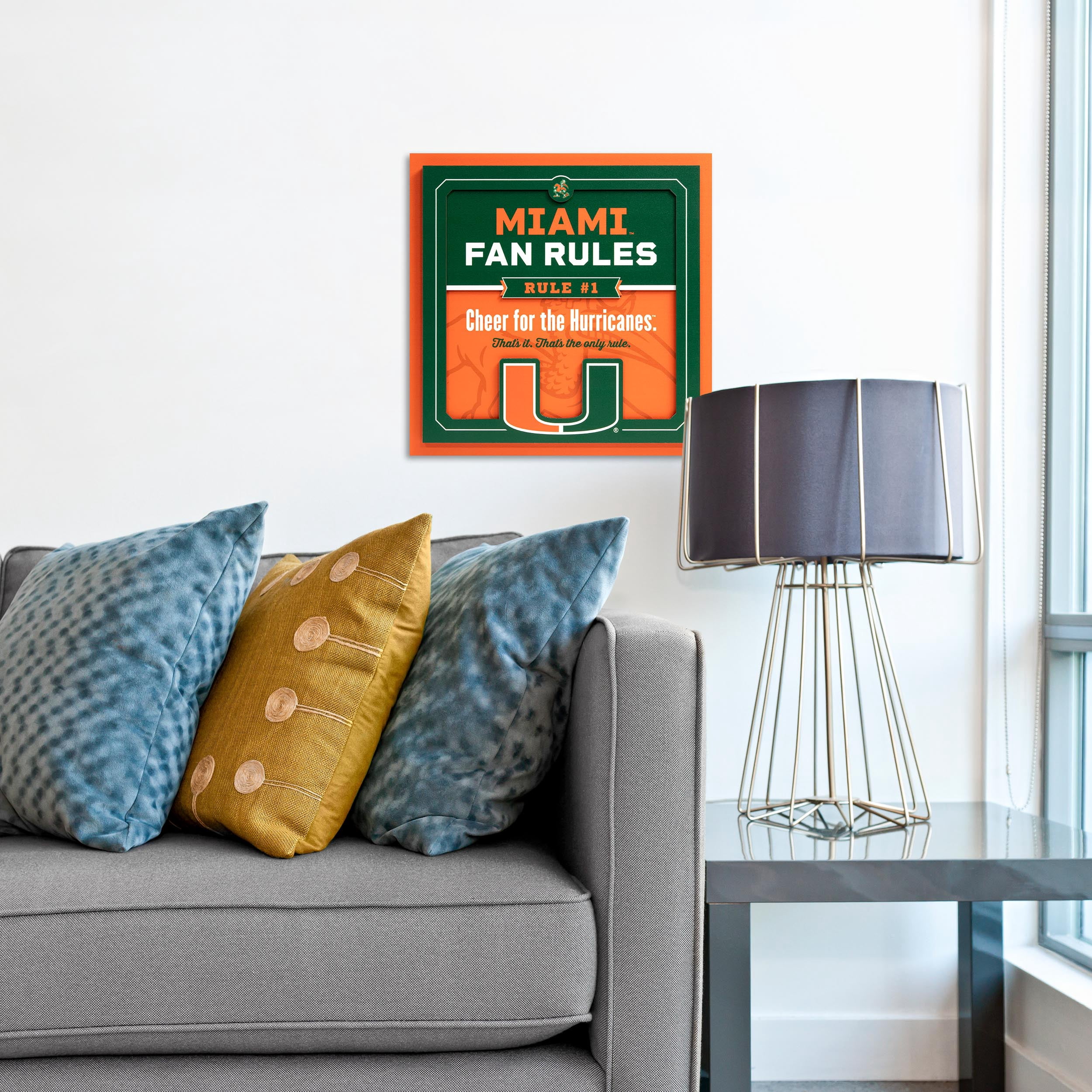 YouTheFan NCAA Miami Hurricanes Fan Rules 3D Wall Art