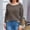 Khaki, variant on FDGIU Women's Crew Neck Raglan Striped Knit Sweater, Rib Trim Long Sleeve Loose Fit Pullover Tops Casual Knit Blouses