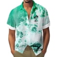 thumbnail image 2 of HOWPAY Oversized Shirts for Men Short Sleeve Button up Hawaiian Floral Print Tops Beach Holiday Casual Regular Fit Comfy Summer Clothes Green S, 2 of 4