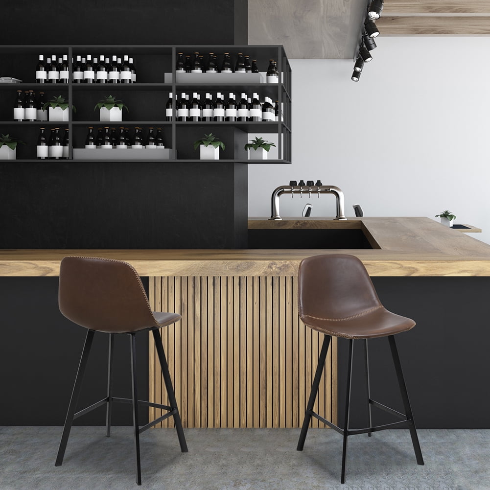 Private Jungle FCH 2pcs Wrought Iron Bar Stool With Curved Feet, Medium Height 46*36*91cm Dark Brown Private Jungle FCH 2pcs Wrought Iron Bar Stool With Curved Feet, Medium Height 46*36*91cm Dark Brown