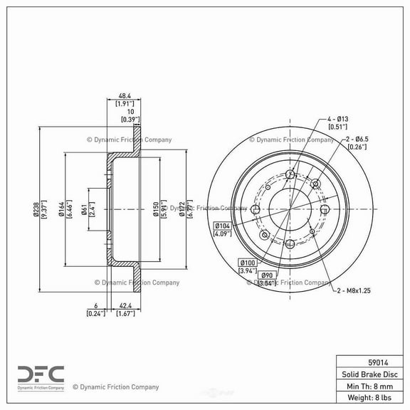 Dynamic 600-59014 DFC Brake Rotor Fits select: 1994-1995 HONDA CIVIC EX, 1990-1996 ACURA INTEGRA