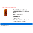 thumbnail image 2 of Front Side Marker Light Bulb - Compatible with 2013 - 2019 Ford Taurus 2014 2015 2016 2017 2018, 2 of 2