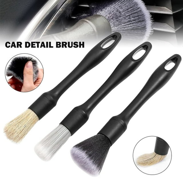 EIMELI Ensemble de 3 Brosses de Détaillage Auto Souples, Ensemble de Brosses de Détaillage Auto Réutilisables Brosse de Détaillage Auto pour Intérieur Extérieur Roues de Voiture