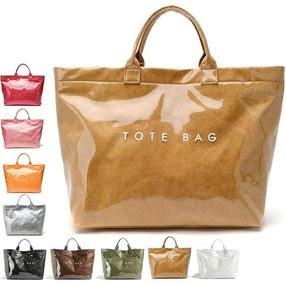Stellaya Women's Letters Print Tote Bag, Stellaya Tote Bag, Fashion Large Handle PVC Kraft Paper Handbag for Travel, Work