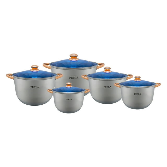 Juego De Ollas Con Tapa De Cristal 10 Pza Perla Paty CO-PPP13/Premier/Plateada