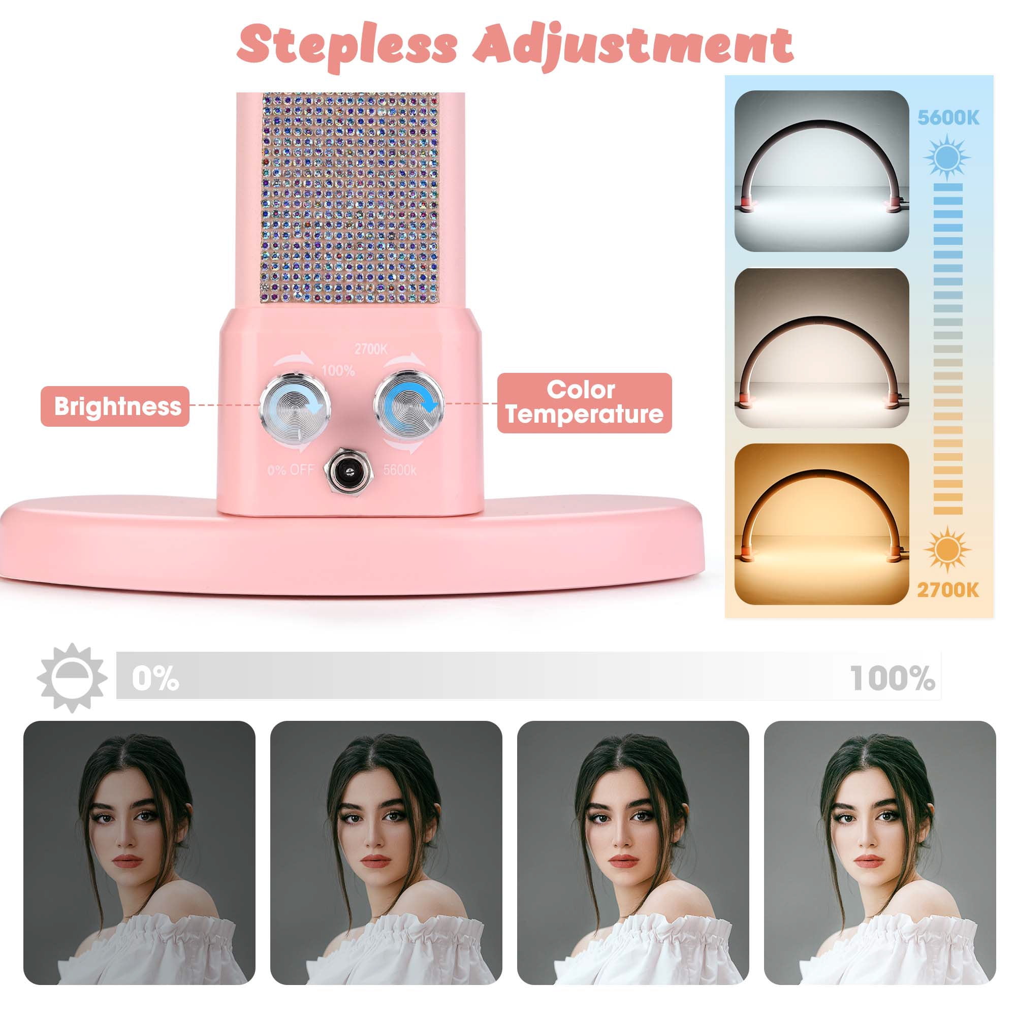 Byootique Nail Desk Lamp Half Moon Light 3360LM 48W Nail Tech Lamp Lash Light Adjustable Manicure Beauty Salon Home Spa
