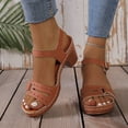 thumbnail image 7 of Sandals for Women Dressy Summer Peep Toe Slingback Chunky Stacked Heel Ankle Booties Ankle Buckle Strap Sandals Brown 6, 7 of 7