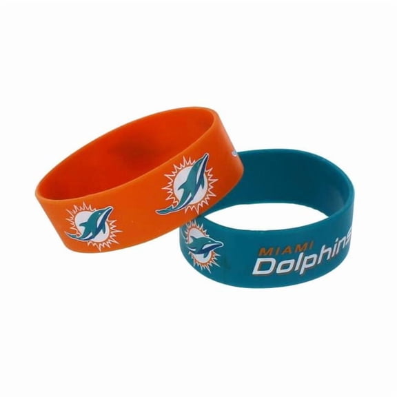 Aminco Miami Dolphins Rubber Wrist Band (Set of 2) NFL