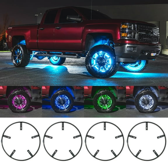 LEDGlow (2) 15-1/2" & (2) 17" Combo Million Color LED Wheel Ring Light Kit