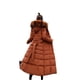 thumbnail image 3 of Chaqueta larga de algodón con cordones para mujer, chaqueta de algodón con cuello de piel grande, gruesa y cálida, con capucha, de color liso, por encima de la rodilla, 3 of 6