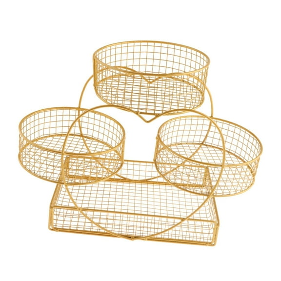 Almencla Fruit Basket Multipurpose Kitchen Countertop Rack for Vegetable Veggie Snack Gold