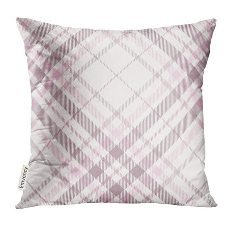 Pink And White Cushions STOAG Border Tartan Plaid Pattern in Shades of Pink Dusty Purple and White Check Checker Throw Pillowcase Cushion Case Cover 16x16 inch ()