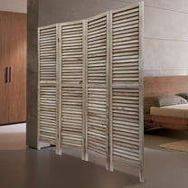 Room Dividers, 4 Panel Freestanding Room Divider, Wood Louver Folding Privacy Screen, Room Divider, Privacy Partial Partition Foldable Panel Screen,Dual-Sided Hinges for Home Office,Light Brown