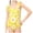 E034-Yellow, variant on Girls Protective One Piece Swimsuit, Daisy Print Ruffled Tankini Style Bathing Suit Fashionable Sun Protection Swimsuit for Toddlers Ages 2 to 6 Years