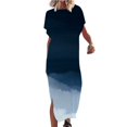thumbnail image 2 of SMihono Robe Maxi Bohème d'Été pour Femmes Grande Taille Robe Maxi pour Femmes Plage Vacances Décontractée Ample Longue Robe Manches Courtes Robes d'Été avec Fente Robe Évasée de Plage, 2 of 5