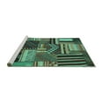 thumbnail image 2 of Ahgly Company Machine Washable Indoor Square Patchwork Turquoise Blue Transitional Area Rugs, 4' Square, 2 of 4