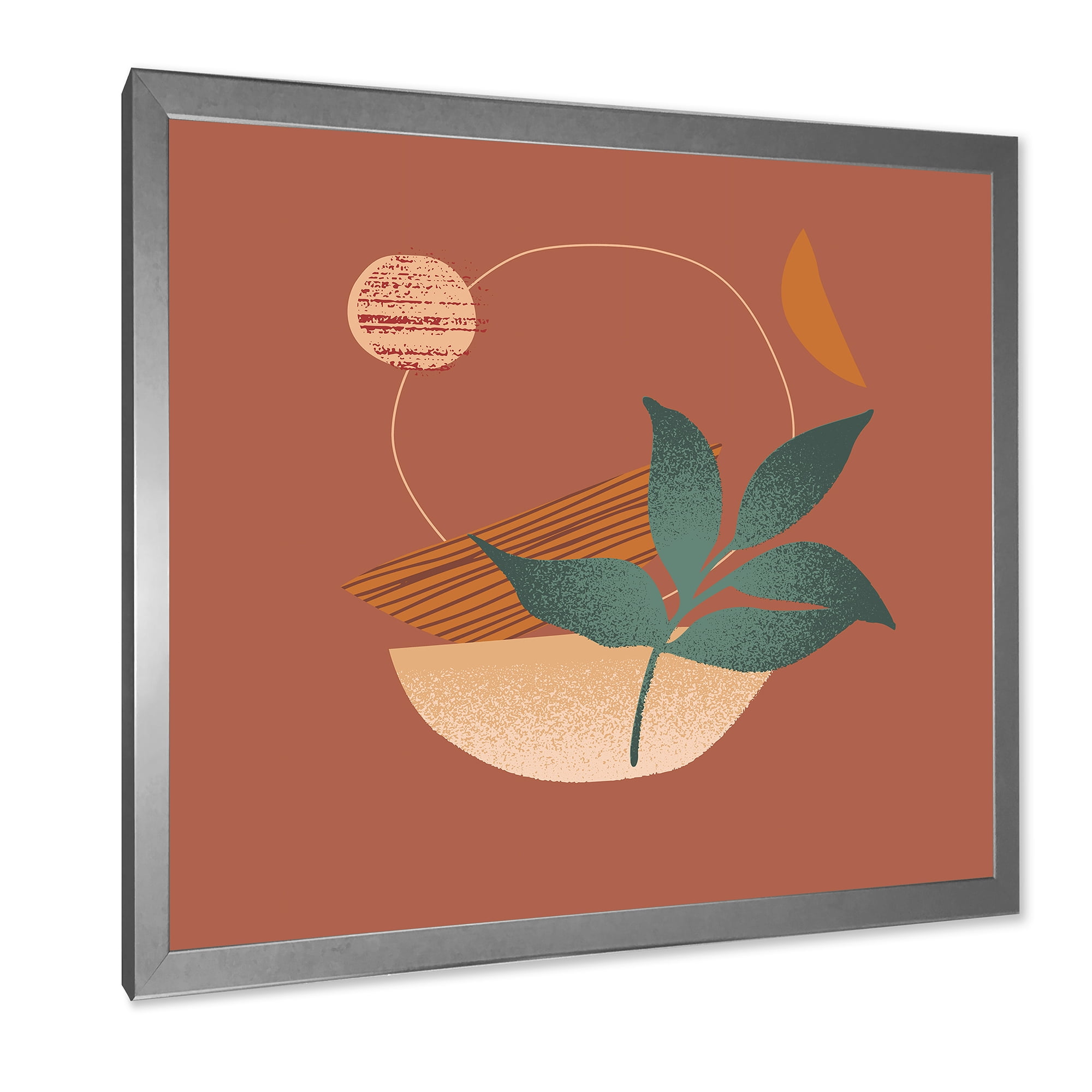 Designart 'Shapes and Tropical Leaf Silhouettes III' Modern Framed Art Print
