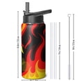 thumbnail image 4 of 18oz Insulated Water Bottle with Straw & Cleaning Brush, Wide Mouth Stainless Steel Flask, Flame Print, 4 of 5