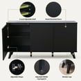 thumbnail image 3 of Wirrytor Sideboard Storage Cabinet with Doors and Shelves, Buffet Cabinet with Storage, Credenza Storage Cabinet for Kitchen, Wooden Fluted Cabinet, Under TV Cabinet with Storage,Black, 3 of 11