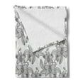 thumbnail image 2 of Orchids Soft Flannel Fleece Throw Blanket, Monochrome Art Hand Drawing Style Brazilian Jungle Plants with Little Buds, Cozy Plush for Indoor and Outdoor Use, 70" x 90", Black and White, by Ambesonne, 2 of 5