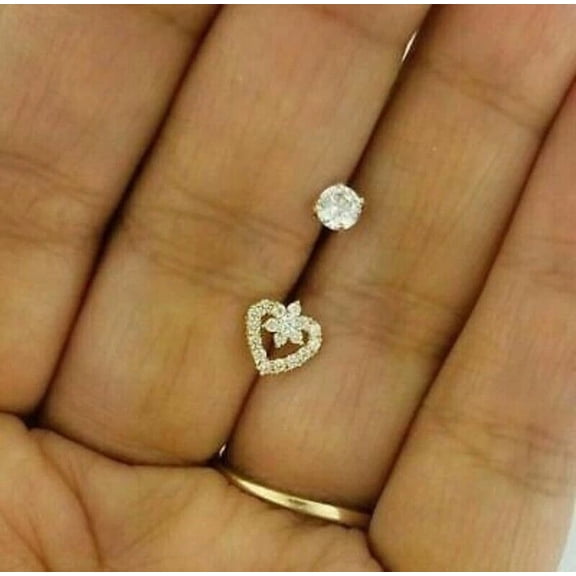 1.00CT Round Cut Simulated Diamond Belly Button 14k Yellow Gold plated 925 Silver