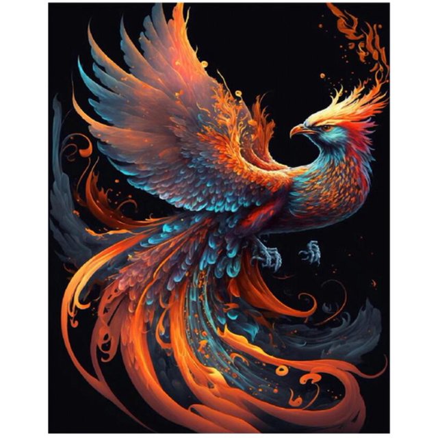 New Arrival Diamond Embroidery Flame Phoenix 5D Diy Diamond Painting Mythological Animal Square Round Mosaic Cross Stitch EE3224square 40X50cm Gao Jinjia LED