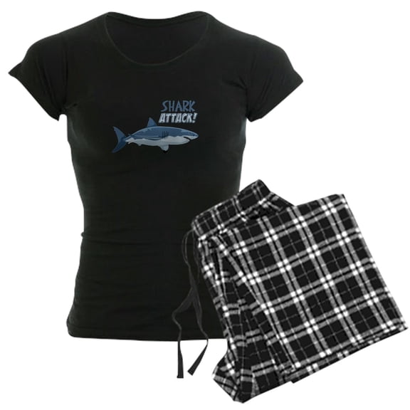 CafePress - Shark Attack! Pajamas - Women's Short Sleeve Print T-Shirt and Pants Dark Cotton Pajama Set