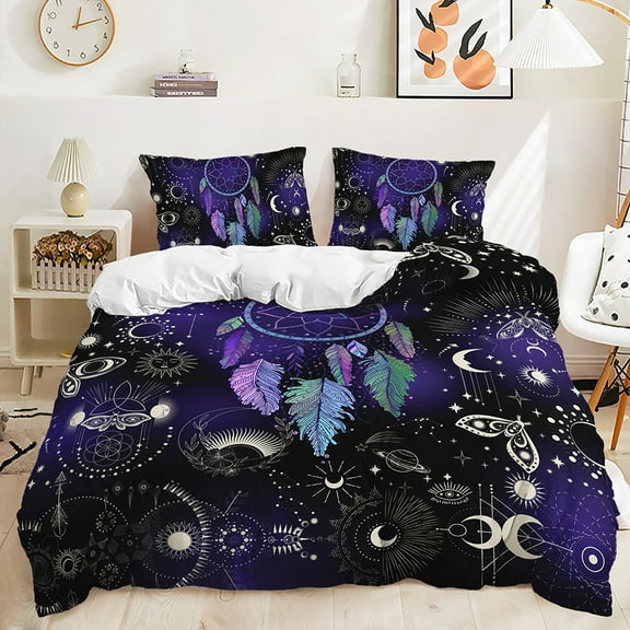 YJHDM Dreamcatcher Bohemian Bedding Set 3D Moon Dream Theme Duvet Cover Pillow Case 2/3pcs
