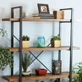 thumbnail image 7 of Sunnydaze 4-Tier Bookshelf - Industrial Style with Freestanding Open Shelves with Veneer Finish - Holds Books, Media, Storage Cubes, DVDs and More - North American Teak, 7 of 7
