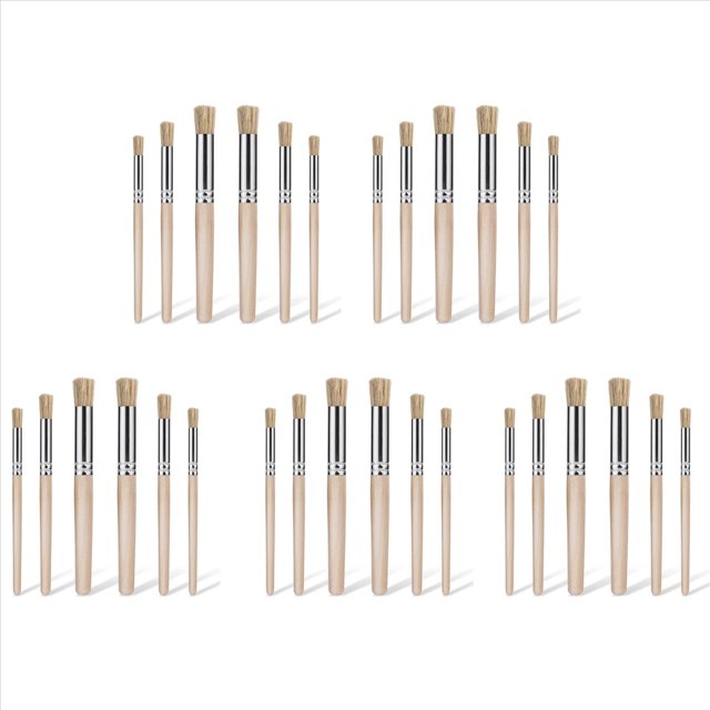 30 Uds. Pinceles para Plantillas de Madera para Pintar Sobre Madera, Pinceles para Plantillas de Cerdas Naturales para Pintura Acrílica, (3 Tamaños)